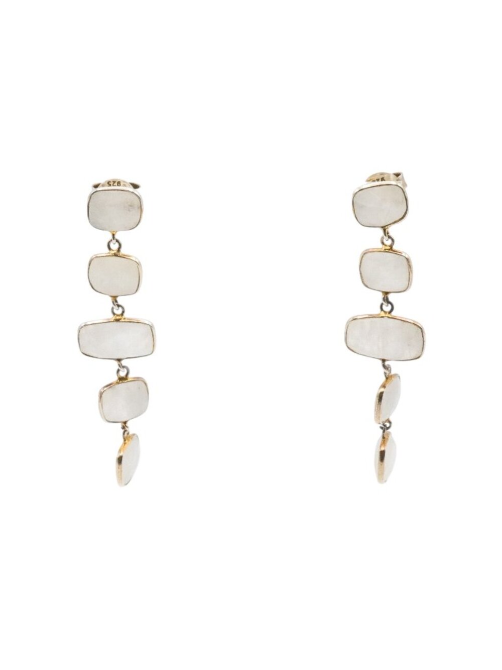 Jemma Sands Mother of Pearl Drop Earrings 14K Gold Vermeil 5 Tier Dangle